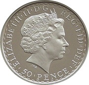 50 Pence - Elizabeth II 4th portrait; 1/4 oz Fine Silver obverse image