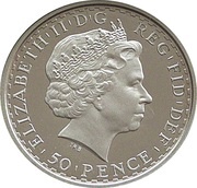 50 Pence - Elizabeth II 4th portrait; 1/4 oz Fine Silver obverse image