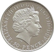 50 Pence - Elizabeth II 4th portrait; 1/4 oz Fine Silver obverse image