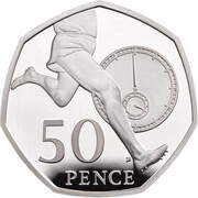 50 Pence - Elizabeth II Four Minute Mile; Silver Piedfort, United Kingdom, 2004 reverse image