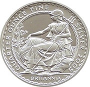 50 Pence - Elizabeth II 4th portrait; 1/4 oz Fine Silver, United Kingdom, 2005 reverse image