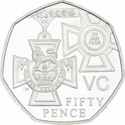 50 Pence - Elizabeth II Victoria Cross, medal; Silver Piedfort, United Kingdom, 2006 reverse image