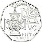 50 Pence - Elizabeth II Victoria Cross, medal; Silver Proof, United Kingdom, 2006-2009 reverse image