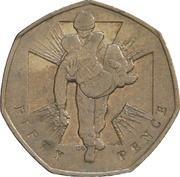 50 Pence - Elizabeth II 4th portrait; Victoria Cross, soldier, United Kingdom, 2006-2009 reverse image