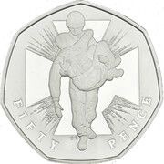 50 Pence - Elizabeth II Victoria Cross, soldier; Silver Proof, United Kingdom, 2006-2009 reverse image