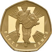 50 Pence - Elizabeth II Victoria Cross, soldier; Gold Proof, United Kingdom, 2006-2009 reverse image