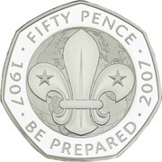 50 Pence - Elizabeth II Scouting Movement; Silver Piedfort, United Kingdom, 2007 reverse image