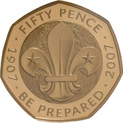 50 Pence - Elizabeth II Scouting Movement; Gold Proof, United Kingdom, 2007-2009 reverse image