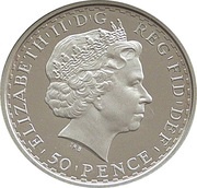50 Pence - Elizabeth II 4th portrait; 1/4 oz Fine Silver obverse image
