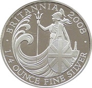 50 Pence - Elizabeth II 4th portrait; 1/4 oz Fine Silver, United Kingdom, 2008 reverse image