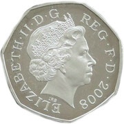 50 Pence - Elizabeth II 4th portrait; Royal Shield, Silver Piedfort obverse image