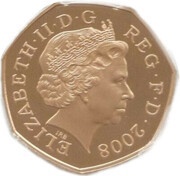 50 Pence - Elizabeth II 4th Portrait; Royal Shield, Gold Proof obverse image