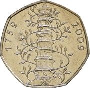 50 Pence - Elizabeth II 4th portrait; Kew Gardens, United Kingdom, 2009 reverse image