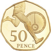 50 Pence - Elizabeth II Four Minute Mile; Gold Piedfort, United Kingdom, 2009 reverse image