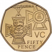 50 Pence - Elizabeth II Victoria Cross, medal; Gold Piedfort, United Kingdom, 2009 reverse image