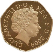 50 Pence - Elizabeth II 4th portrait; Royal Shield, Gold Piedfort obverse image