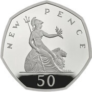 50 Pence - Elizabeth II 4th portrait; Britannia New Pence, United Kingdom, 2009 reverse image