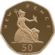 50 Pence - Elizabeth II Britannia New Pence; Gold Proof, United Kingdom, 2009 reverse image