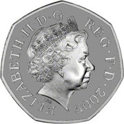 50 Pence - Elizabeth II 4th portrait; EEC 50p Anniversary obverse image