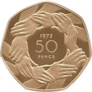 50 Pence - Elizabeth II EEC 50p Anniversary, Gold Piedfort, United Kingdom, 2009 reverse image