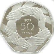50 Pence - Elizabeth II EEC 50p Anniversary, Silver Proof, United Kingdom, 2009 reverse image