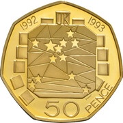 50 Pence - Elizabeth II European Community; Gold Proof, United Kingdom, 2009 reverse image
