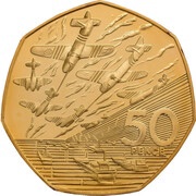 50 Pence - Elizabeth II D-Day Anniversary; Gold Proof, United Kingdom, 2009 reverse image