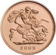 ½ Sovereign - Elizabeth II 4th portrait; modified reverse, no BP, United Kingdom, 2009-2010 reverse image