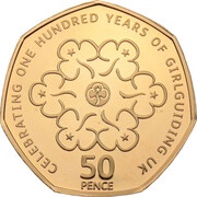 50 Pence - Elizabeth II Girlguiding; Gold Proof, United Kingdom, 2010 reverse image