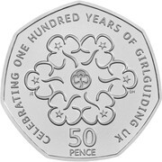 50 Pence - Elizabeth II Girlguiding; Silver Piedfort, United Kingdom, 2010 reverse image