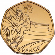 50 Pence - Elizabeth II Cycling; Gold Proof, United Kingdom, 2010 reverse image