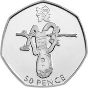 50 Pence - Elizabeth II Athletics; Silver, United Kingdom, 2011 reverse image