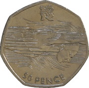 50 Pence - Elizabeth II 4th portrait; Aquatics, 2nd issue, United Kingdom, 2011 reverse image