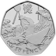 50 Pence - Elizabeth II Canoeing; Silver, United Kingdom, 2011 reverse image