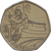 50 Pence - Elizabeth II 4th portrait; Cycling, United Kingdom, 2011 reverse image