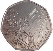 50 Pence - Elizabeth II Cycling; Silver, United Kingdom, 2011 reverse image