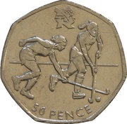 50 Pence - Elizabeth II 4th portrait; Hockey, United Kingdom, 2011 reverse image