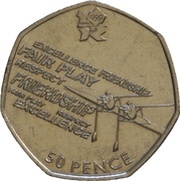 50 Pence - Elizabeth II 4th portrait; Rowing, United Kingdom, 2011 reverse image