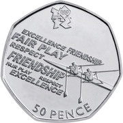 50 Pence - Elizabeth II Rowing; Silver, United Kingdom, 2011 reverse image