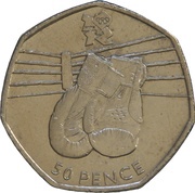 50 Pence - Elizabeth II 4th portrait; Boxing, United Kingdom, 2011 reverse image