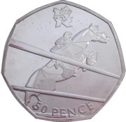50 Pence - Elizabeth II Equestrian; Silver, United Kingdom, 2011 reverse image