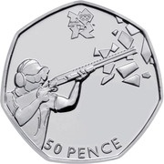 50 Pence - Elizabeth II Shooting; Silver, United Kingdom, 2011 reverse image