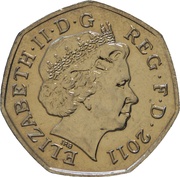 50 Pence - Elizabeth II 4th portrait; Volleyball obverse image