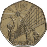 50 Pence - Elizabeth II 4th portrait; Volleyball, United Kingdom, 2011 reverse image