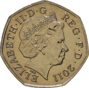 50 Pence - Elizabeth II 4th portrait; Canoeing obverse image
