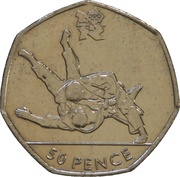 50 Pence - Elizabeth II 4th portrait; Judo, United Kingdom, 2011 reverse image