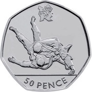 50 Pence - Elizabeth II Judo; Silver, United Kingdom, 2011 reverse image