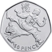 50 Pence - Elizabeth II Taekwondo; Silver, United Kingdom, 2011 reverse image