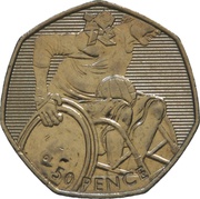 50 Pence - Elizabeth II 4th portrait; Wheelchair Rugby, United Kingdom, 2011 reverse image
