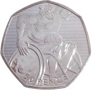 50 Pence - Elizabeth II Wheelchair Rugby; Silver, United Kingdom, 2011 reverse image